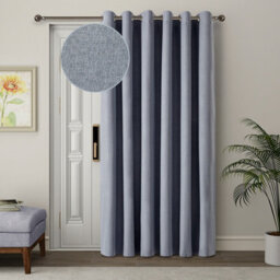 Luxury Ameha Linen Texture 100% Blackout Curtain,135Gsm Thermal & Energy Efficient Single Panel 66'x84' Grey Curtain Uk Home Décor - thumbnail 2