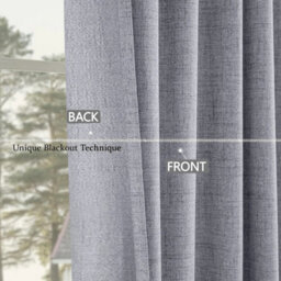 Luxury Ameha Linen Texture 100% Blackout Curtain,135Gsm Thermal & Energy Efficient Single Panel 66'x84' Grey Curtain Uk Home Décor - thumbnail 3