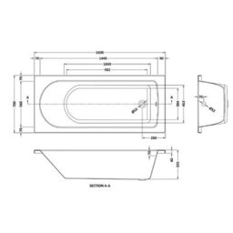 Royal Bathrooms Breeze 1600 X 700mm Acrylic Single Ended Round Edged White Straight Bath With Square Chrome Wall Profile Screen - thumbnail 7