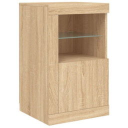 Berkfield Side Cabinets With Led Lights 2 Pcs Sonoma Oak Engineered Wood - thumbnail 6