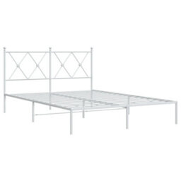 Berkfield Metal Bed Frame Without Mattress With Headboard White 135X190Cm - thumbnail 3