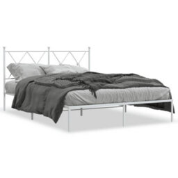 Berkfield Metal Bed Frame Without Mattress With Headboard White 135X190Cm - thumbnail 2