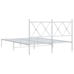 Berkfield Metal Bed Frame Without Mattress With Headboard White 135X190Cm - thumbnail 6