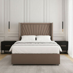REGIONAL FURNISHINGS Mink Plush Velvet Divan Bed Set Upholstered 54Inch Headboard 2Drawers Footend & No Mattress In Double King 4Ft 6Ft Sizes - thumbnail 3