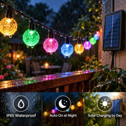 Shopnbits 16M 80 Led Solar String Lights Multicolour, Ip65 Waterproof, 8 Modes, Auto On/off, 22mm Globe Lights - thumbnail 6