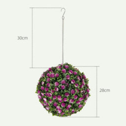 2 Artificial Topiary Rose Balls Faux Plants Purple - thumbnail 2