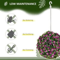 2 Artificial Topiary Rose Balls Faux Plants Purple - thumbnail 7