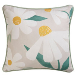 Fusion Daisy Soft Touch Daisy Print Duck Egg Velvet Filled Cushion - thumbnail 2