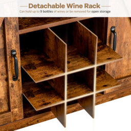 Costway Kitchen Buffet Cabinet Farmhouse Wine Cabinet Server W/ 9-Bottle Wine Rack - thumbnail 8