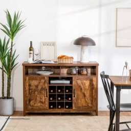 Costway Kitchen Buffet Cabinet Farmhouse Wine Cabinet Server W/ 9-Bottle Wine Rack - thumbnail 3