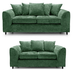 Furnishings For Less UK Monaco Chenille Fabric Sofa Set 3 And 2 Seater Sofa   Green - thumbnail 1