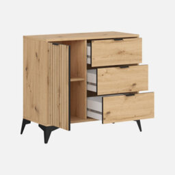Heze Furniture Lammy 3 Drawers 1 Door Sideboard 90 Cm - Artisan Oak - thumbnail 4