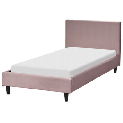 Beliani Bed Velvet Fitou 90 X 200 Cm (Eu Single) Pink - image 1