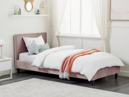 Beliani Bed Velvet Fitou 90 X 200 Cm (Eu Single) Pink - thumbnail 2