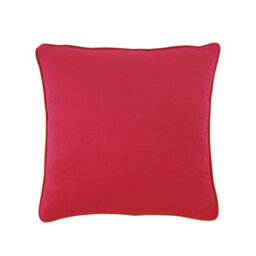 Just So Home Velvet Scatter Cushion 43Cm With Zip (Fuchsia With Contrast Pumpkin Piping)