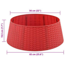 Vidaxl Christmastreeskirt Red 65 X 24 Cm Plastic - thumbnail 3