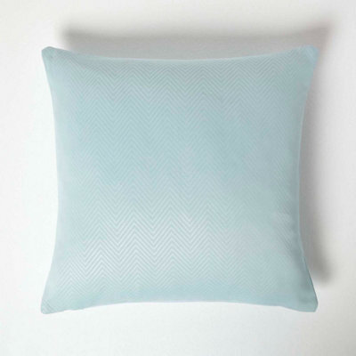 Homescapes Pastel Blue Herringbone Chevron Cushion Cover - image 1