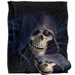 Royce Mcclure Silky Grim Reaper Supersoft Blanket Black/white (152Cm X 127Cm) - thumbnail 2