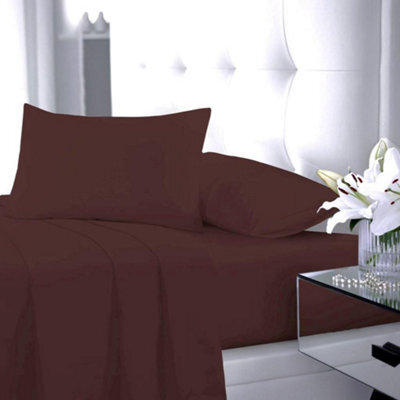 Homes & Linen Flat Sheet 180 Thread Count Rich Percale Non Iron Bed Linen Soft Polycotton Blend Plain Dyed Flat Bed Sheets