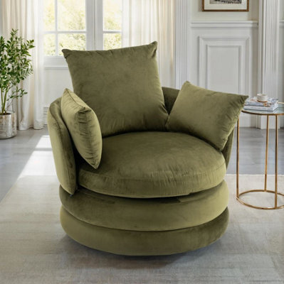 Accent Swivel Chair In Sage Green Velvet - image 1