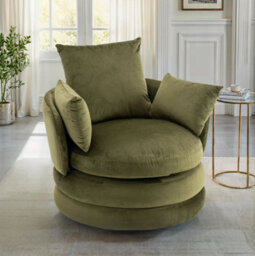 Accent Swivel Chair In Sage Green Velvet