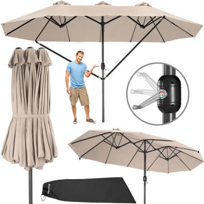 Tectake Parasol Silia - Extra Wide, 460 X 270 Cm, Height-Adjustable, Cover Included - Beige - image 1
