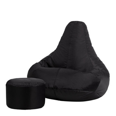 Icon Dalton Adults High Back Indoor Outdoor Bean Bag Chair & Footstool Pouffe Black - image 1