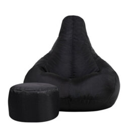 Icon Dalton Adults High Back Indoor Outdoor Bean Bag Chair & Footstool Pouffe Black - thumbnail 5