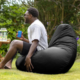 Icon Dalton Adults High Back Indoor Outdoor Bean Bag Chair & Footstool Pouffe Black - thumbnail 2