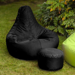 Icon Dalton Adults High Back Indoor Outdoor Bean Bag Chair & Footstool Pouffe Black - thumbnail 3