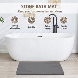 Fino Stone Stone Bath Mat Diatomaceous Earth Shower Mat Non-Slip Super Absorbent Diatomite Stone Mats For Bathroom Floor Quick-Drying - thumbnail 7
