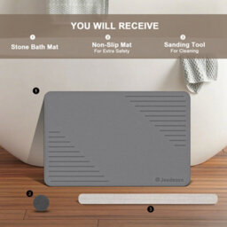 Fino Stone Stone Bath Mat Diatomaceous Earth Shower Mat Non-Slip Super Absorbent Diatomite Stone Mats For Bathroom Floor Quick-Drying - thumbnail 2