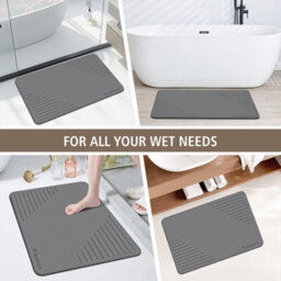 Fino Stone Stone Bath Mat Diatomaceous Earth Shower Mat Non-Slip Super Absorbent Diatomite Stone Mats For Bathroom Floor Quick-Drying - thumbnail 3