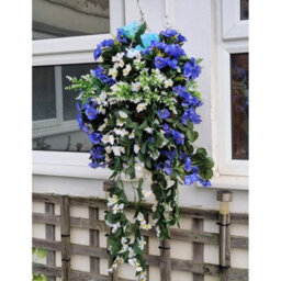 Artificial Hanging Basket Plants Flowers Garden Grass Ivy Leaf Fern Foliage Pot - 1 Hanging Basket