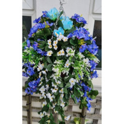Artificial Hanging Basket Plants Flowers Garden Grass Ivy Leaf Fern Foliage Pot - 1 Hanging Basket - thumbnail 5