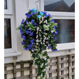 Artificial Hanging Basket Plants Flowers Garden Grass Ivy Leaf Fern Foliage Pot - 1 Hanging Basket - thumbnail 2