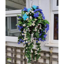 Artificial Hanging Basket Plants Flowers Garden Grass Ivy Leaf Fern Foliage Pot - 1 Hanging Basket - thumbnail 8