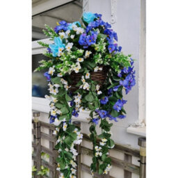 Artificial Hanging Basket Plants Flowers Garden Grass Ivy Leaf Fern Foliage Pot - 1 Hanging Basket - thumbnail 9