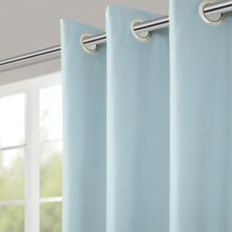 GoodHome Hiva Light Blue Solid Dyed Lined Eyelet Curtain (W)117Cm (L)137Cm, Pair - thumbnail 4