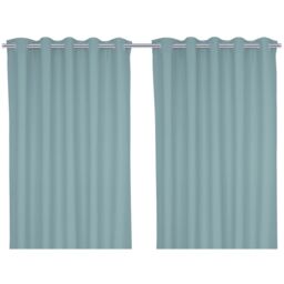 GoodHome Hiva Light Blue Solid Dyed Lined Eyelet Curtain (W)117Cm (L)137Cm, Pair - thumbnail 3