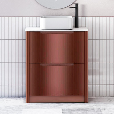 Royal Bathrooms Avenza 600mm Terracotta Clay Floor Standing Countertop Bathroom Vanity Unit 2 Drawer With Elena Basin - image 1
