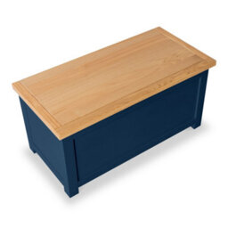 Farro Navy Blue Ottoman Blanket Box - Painted With Oak Top - Fully Assembled By Roseland Furniture - thumbnail 7