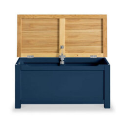 Farro Navy Blue Ottoman Blanket Box - Painted With Oak Top - Fully Assembled By Roseland Furniture - thumbnail 9