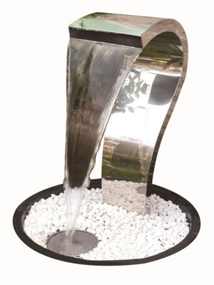 Outdoor Living UK Tripoli Stainless Steel Modern Metal Water Feature With Cover