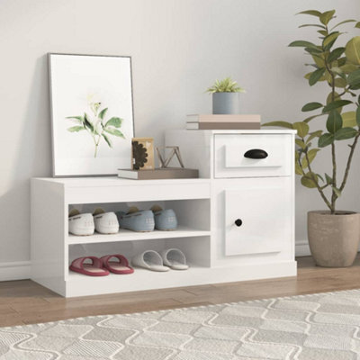 Berkfield Shoe Cabinet High Gloss White 100X42X60 Cm Engineered Wood - image 1
