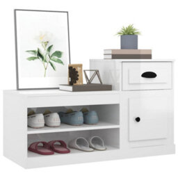 Berkfield Shoe Cabinet High Gloss White 100X42X60 Cm Engineered Wood - thumbnail 4