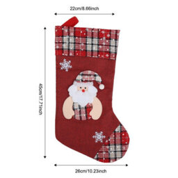 CLEFFNS 3Pcs Christmas Stocking Present Bag Fabric Cartoon Burlap Sock Holiday Decor Hanging Christmas Party Decorations - thumbnail 4