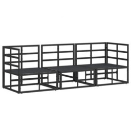 Berkfield Outdoor Furniture With Cushion 3 Pcs Black Aluminium - thumbnail 5