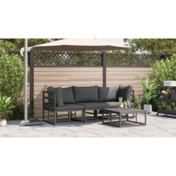 Berkfield Outdoor Furniture With Cushion 3 Pcs Black Aluminium - thumbnail 4