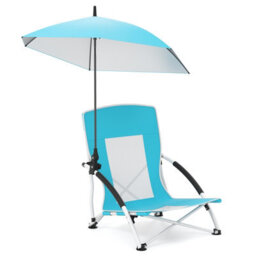 Gainoom Blue Beach Umbrella Chair Outdoor Foldable Low Seat Camping Chair W/ Parasol - thumbnail 9
